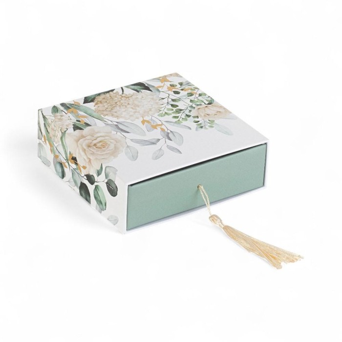 SCATOLA BLOOMING LOVE 12X12X4CM CON INSERTO E NAPPINA